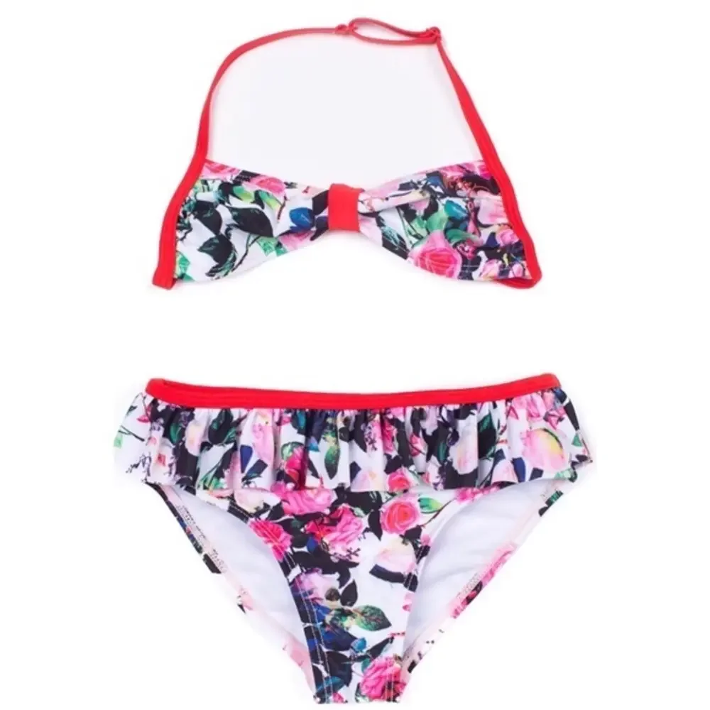 Betsey Johnson‎ Rose Print Ruffle Trim Bikini 12